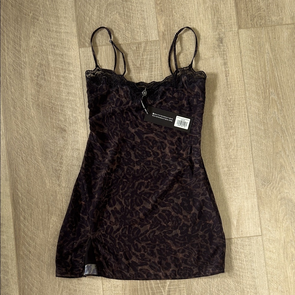 White Fox Boutique Black Leopard Lace Dress